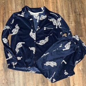 Navy Tiger Print Pajama Set